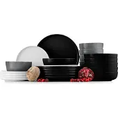Konsimo Kombiservice VICTO Schale Dessertteller Speiseteller Suppenteller 6 Personen (24 El.), Bunt, Keramik, Loft, 20 cm | 27 cm | 18,5 cm | 14,5 cm