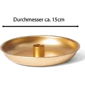 Novaliv Kerzenständer Stabkerzen 4er-Set GOLD 15cm Durchmesser mit LED-Kerze Premium