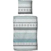 TRAUMSCHLAF Biber Bettwäsche Schneeflocken blau 155x220 cm + 80x80 cm