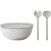 Mepal Schale "Servierschale mit Deckel & Salatbesteck Silueta 5000 ml", weiß (nordic weiß), L:30,1cm, Schüsseln, Schale