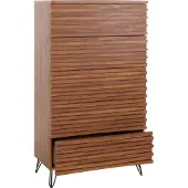 MCW Kommode MCW-M49, Highboard Schrank, 3D-Design 5 Schubladen MDF Metall 145x80x44cm Walnuss-Optik
