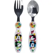 Stor 2er-Set Disney Mickey Mouse Kinderbesteck aus Metall, BPA-frei, abwaschbar und wiederverwendbar und nicht für Mikrowelle oder Spülmaschine geeignet