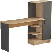 En.casa Schreibtisch mit integriertem Schrank ’Varhalo’ 120 x 153 x 40 cm Eichenoptik / Anthrazit