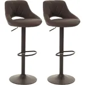 Mendler 2er-Set Barhocker MCW-N64, Barstuhl Tresenhocker, Fußablage drehbar, Kunstleder Metall braun