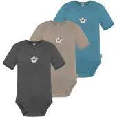 Normani 3er Set Baby Merino Body Kurzarm „Tauranga" - 9295