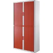 PaperFlow Rollladenschrank easyOffice, 4 Fachböden, Höhe 2040 mm, weiss / rot