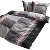 TRAUMSCHLAF Flanell Bettwäsche Davos grau 240x220 cm + 2x 80x80 cm