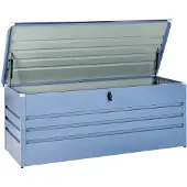 Beliani Gartentruhe Blau Metall 600 L 165 x 70 cm Wasserdicht Abschließbar mit Deckel Garten Terrasse Aufbewahrungsbox Gartenbox Kissenbox Auflagenbox