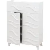 Mendler Kommode MCW-N86, Schrank Sideboard Anrichte, 3D-Wellen-Design Push-to-open Türen 107x76x36cm weiß