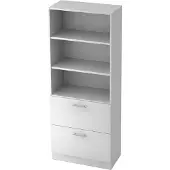 Hjh OFFICE PRO SIGNA G 7300 RE - Weiß 5 OH Schrank mit Hängeregistratur (abschließbar) Relinggriff Kunststoff