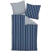 Janine Mako-Satin Bettwäsche modern classic Kissenbezug einzeln 70x90 cm nachtschattenblau
