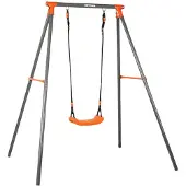 Kettler Einzelschaukel SINGLE Grau/ Orange | Perfekt für kompakte Gärten | Sicher und Robust | Wetterfest | Ideal für langanhaltenden Spielspaß