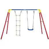 Kettler , Doppelschaukel "Combi" mit Strickleiter, rot / blau
