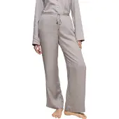 Triumph Homewearhose "Silky Sensuality Trousers", Damen, Gr. 44, N-Gr, grau (silent grau), Satin, 100% Lyocell, unifarben, bequem knöchellang, Hosen Homewearhose, mit Monogram-Jaquard