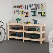 The Living Store Werkbank 181x50x80 cm Massivholz Kiefer