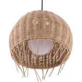 Beliani Hängeleuchte Hellbraun Rattan Schirm in Kugelform mit Korbgeflecht Ethno Stil