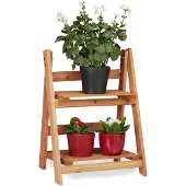 Merkloos Blumenständer Holz - 2 Etagen - zusammenklappbar - 51x41x25 cm - braun
