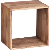 FineBuy Standregal Akazie Massivholz 43,5 cm Cube Regal Holzregal Naturprodukt Beistelltisch Landhausstil