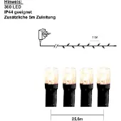 Star Trading LED Lichterkette - Crispy Ice Serie - 360 neutralweiße LED - L: 25,2m - schwarzes Kabel - für Außen
