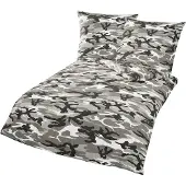 TRAUMSCHLAF Bettwäsche Camouflage graphit 155x220 cm + 80x80 cm