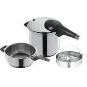 WMF Perfect Premium One Pot Schnellkochtopf-Set mit Dampfgareinsatz, 22 cm, 6,5 und 3,0 Liter 1511005793 4000530702647