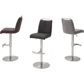Robas Lund Barhocker Tresenhocker GIULIA A Barstuhl mit Griffleiste Nubuklederoptik braun Edelstahl