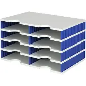 Styro Sortierstation styrodoc Standard, DIN C4, 4 Etagen/2-reihig/8 Fächer, grau/blau