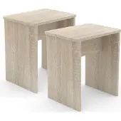 Hioshop 2er Set Holz Sitzhocker Würfel Fussablage Beistelltisch Esal