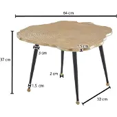 Wohnling Couchtisch Aluminium Baumscheibe 64x64x37 cm Sofatisch Metall Gold Wohnzimmertisch Rund Kleiner Kaffeetisch Modern Beistelltisch Anstelltisch