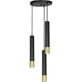 Licht-Erlebnisse Hängeleuchte 3-flammig GU10 Metall Schwarz Gold Ø 35 cm Pendelleuchte Esszimmer Wohnzimmer
