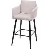 Mendler Barhocker MCW-H93, Barstuhl Tresenhocker, Fußablage Metall Stoff/Textil creme-beige