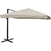 Mendler Gastronomie-Ampelschirm MCW-A96, Sonnenschirm, 3x3m (Ø4,24m) Polyester/Alu 23kg Flap, creme-grau ohne Ständer