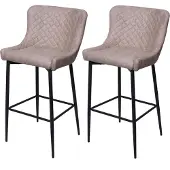 Mendler 2er-Set Barhocker MCW-H79, Barstuhl Tresenhocker, Vintage Metall Fußablage Stoff/Textil grau