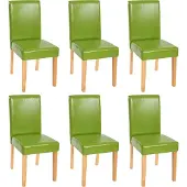 Mendler 6er-Set Esszimmerstuhl Stuhl Küchenstuhl Littau Kunstleder, grün, helle Beine