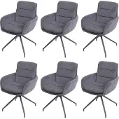 Mendler 6er-Set Esszimmerstuhl MCW-K32, Küchenstuhl Lehnstuhl Stuhl, drehbar Auto-Position, Stoff/Textil MVG Cord grau