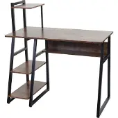 Mendler Schreibtisch mit Regal MCW-K68, Laptoptisch Bürotisch Arbeitstisch, MVG- 100x50cm, Metall MDF braun