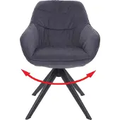 Mendler Esszimmerstuhl MCW-K28, Küchenstuhl Polsterstuhl Stuhl mit Armlehne, drehbar, Metall Stoff/Textil grau