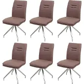 Mendler 6er-Set Esszimmerstuhl MCW-H70, Küchenstuhl Lehnstuhl Stuhl, Stoff/Textil Edelstahl gebürstet braun