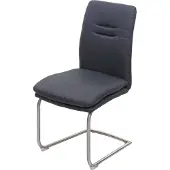 Mendler Esszimmerstuhl MCW-H70, Küchenstuhl Freischwinger Lehnstuhl Stuhl, Stoff/Textil Edelstahl gebürstet dunkelgrau