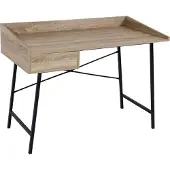 Mendler Schreibtisch MCW-J97, Bürotisch Computertisch, Schublade 3D-Struktur 98x114x60cm MVG- Eiche-Optik