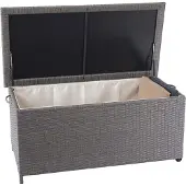 Mendler Poly-Rattan Kissenbox MCW-D88, Gartentruhe Auflagenbox Truhe Premium grau, 51x115x59cm 250l