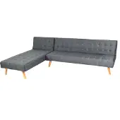 Mendler Ecksofa MCW-K38, Sofa Klappsofa, Liegefläche links/rechts, Stoff/Textil Massivholz MVG- 256cm dunkelgrau