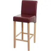 Mendler Barhocker MCW-C33, Barstuhl Tresenhocker, Holz MVG- rot-braun, helle Beine, Kunstleder