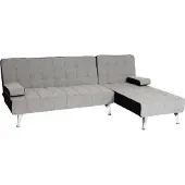 Mendler Schlafsofa MCW-K22, Couch Ecksofa Sofa, Liegefläche links/rechts Schlaffunktion 236cm Stoff/Textil hellgrau, schwarz