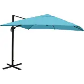 Mendler Gastronomie-Ampelschirm MCW-A96, Sonnenschirm 3x3m (Ø4,24m) Polyester Alu/Stahl 23kg türkis ohne Ständer