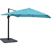 Mendler Gastronomie-Ampelschirm MCW-A96, Sonnenschirm, 3x3m (Ø4,24m) Polyester/Alu 23kg türkis mit Ständer