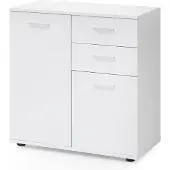 FineBuy Kommode Weiß mit Türen & Schubladen 71 x 78 x 35,5 cm Schrank Holz Flurschrank modern Mehrzweckschrank klein Anrichte Sideboard matt
