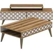 Skye Decor , City - Walnut, White, Wohnzimmermöbel-Set, Nussbaum, 100 % MELAMINBESCHICHTETE SPANPLATTEN, 140 x 41,8 x 48,8 cm