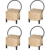 Mendler 4er-Set Esszimmerstuhl MCW-L76, Besucherstuhl Hocker, Industrial Metall Massiv-Holz MVG-, natur