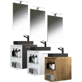 VCM 3-tlg Set | Waschplatz für Gäste WC | Gästebad | Waschtisch mit Spiegel | Badezimmer Set – Hausa SC-BL